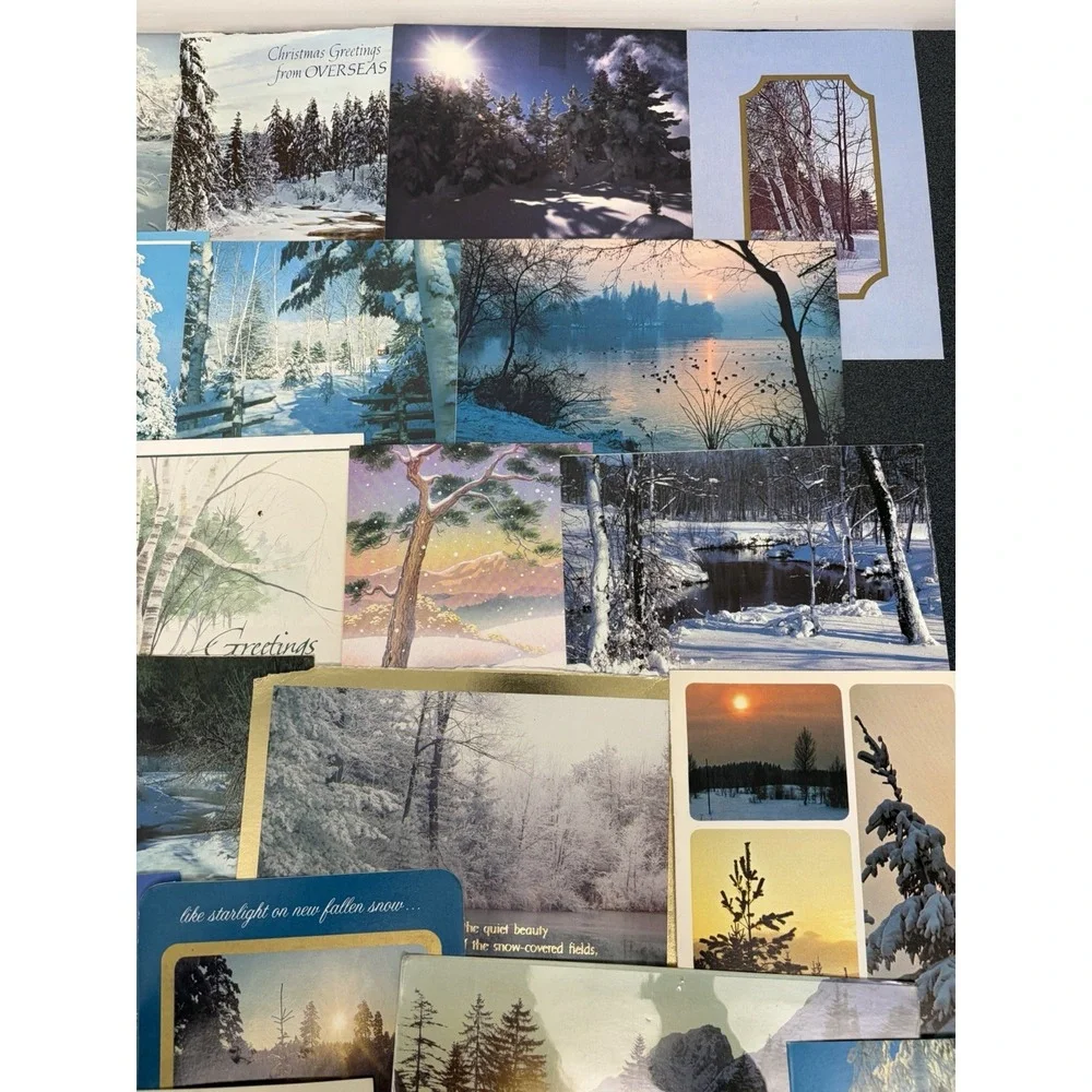 Vintage Christmas Cards Winter Snow Scenery  Fronts ONLY Scrapbooking Crafts 50+